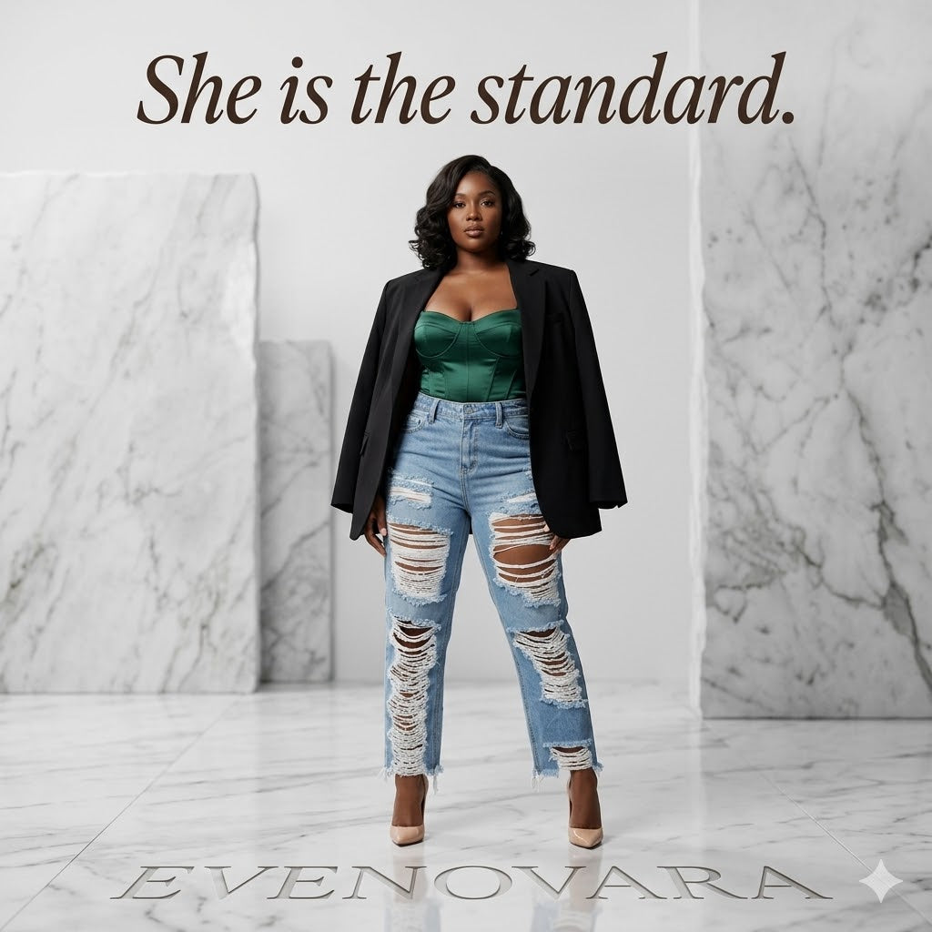EVENOVARA Distressed Wide-Leg Jeans | Streetwear Cutout Tassel Design