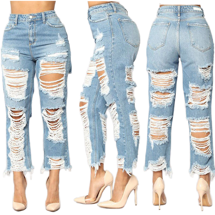 EVENOVARA Distressed Wide-Leg Jeans | Streetwear Cutout Tassel Design